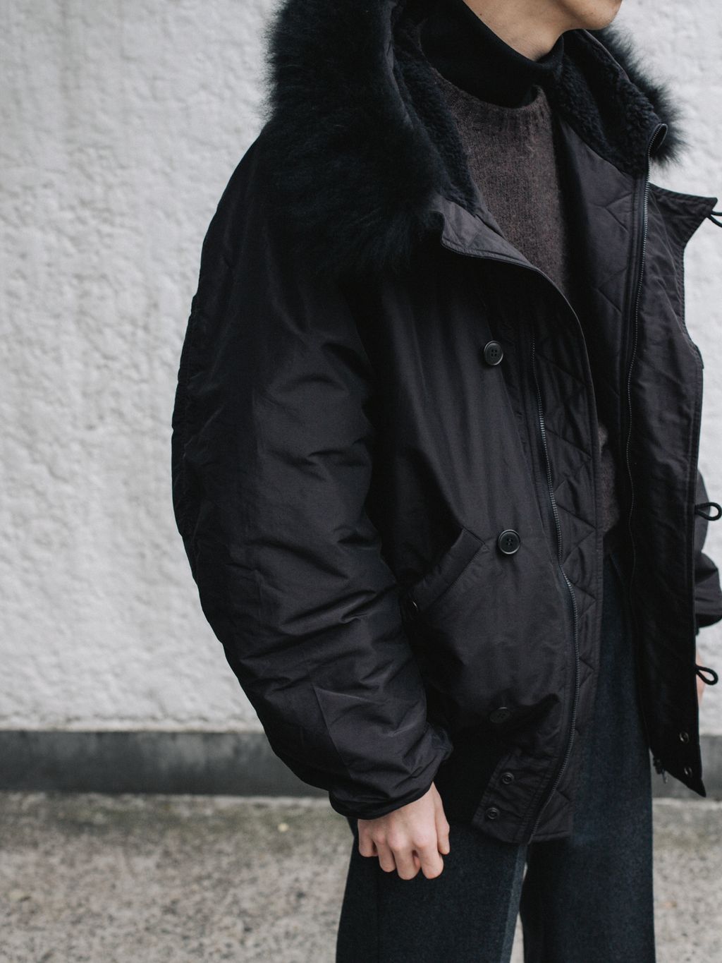 COMOLI / コモリ】コットンシルク ミリタリーフーデッドジャケットの