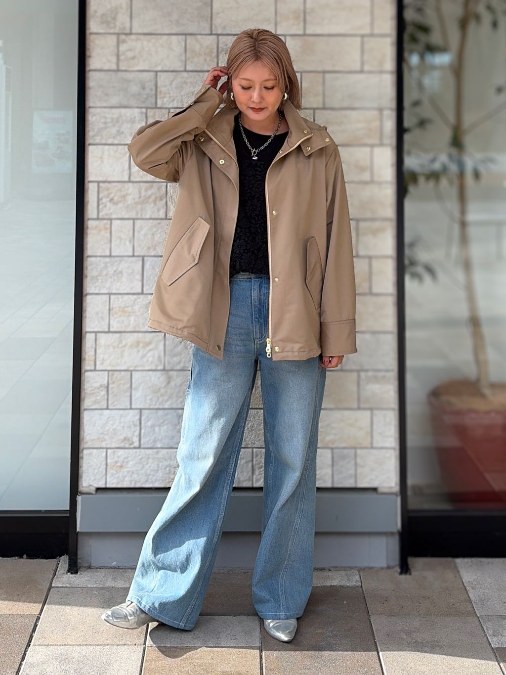 手洗い可 / 撥水 / テントショートブルゾンのコーディネートスナップ