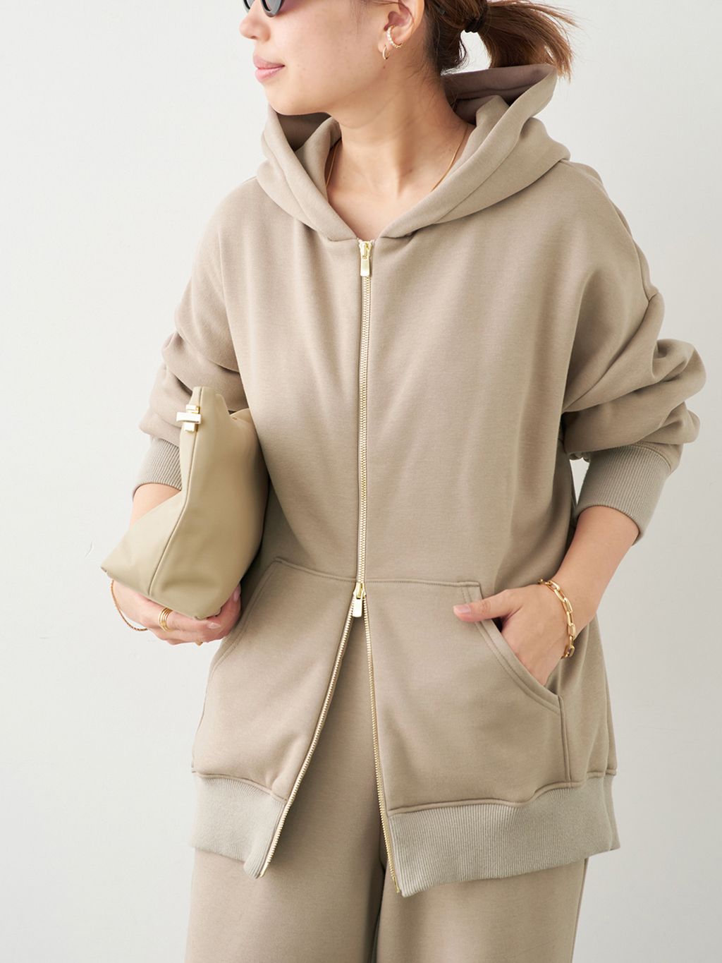 美品　ドゥーズィエムクラス　フーディ　ベージュ 予約》 *追加 Warm ジップ フーディー（スウェット）｜Deuxieme Classe