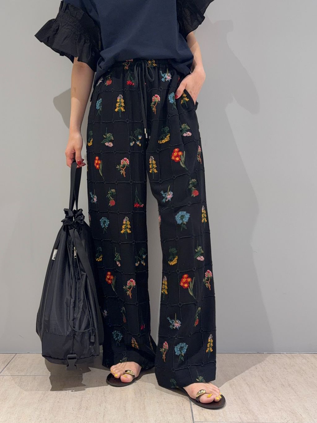 新品　スローブイエナ　クロシェモチーフフリンジパンツ embroideryメッシュパンツのコーディネートスナップ（hana）｜SLOBE