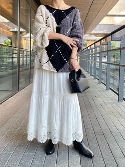 追加》コットンボイルケミカルレーススカートのコーディネートスナップ