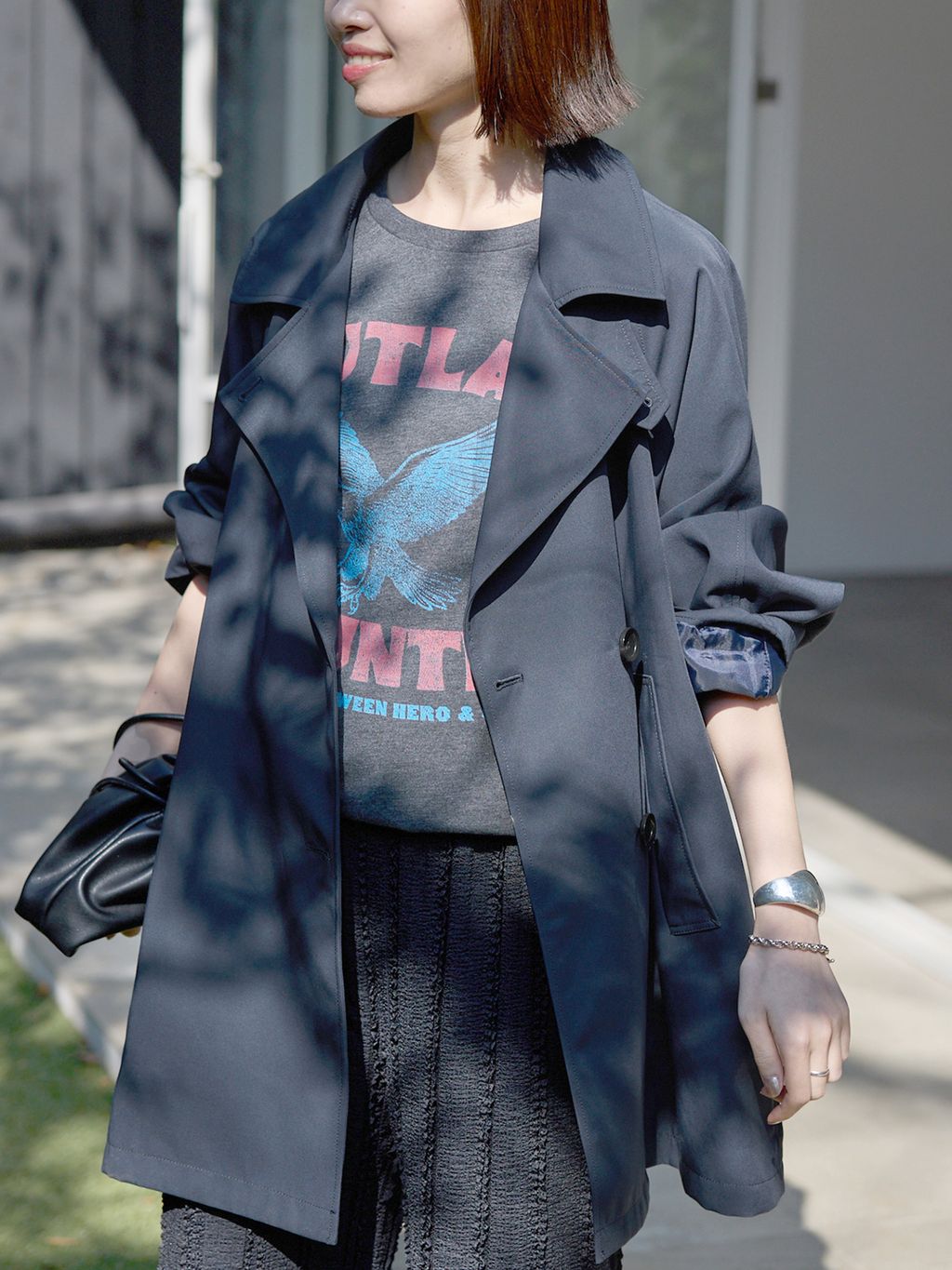 セットアップ対応可》撥水ミドルトレンチコートのコーディネート