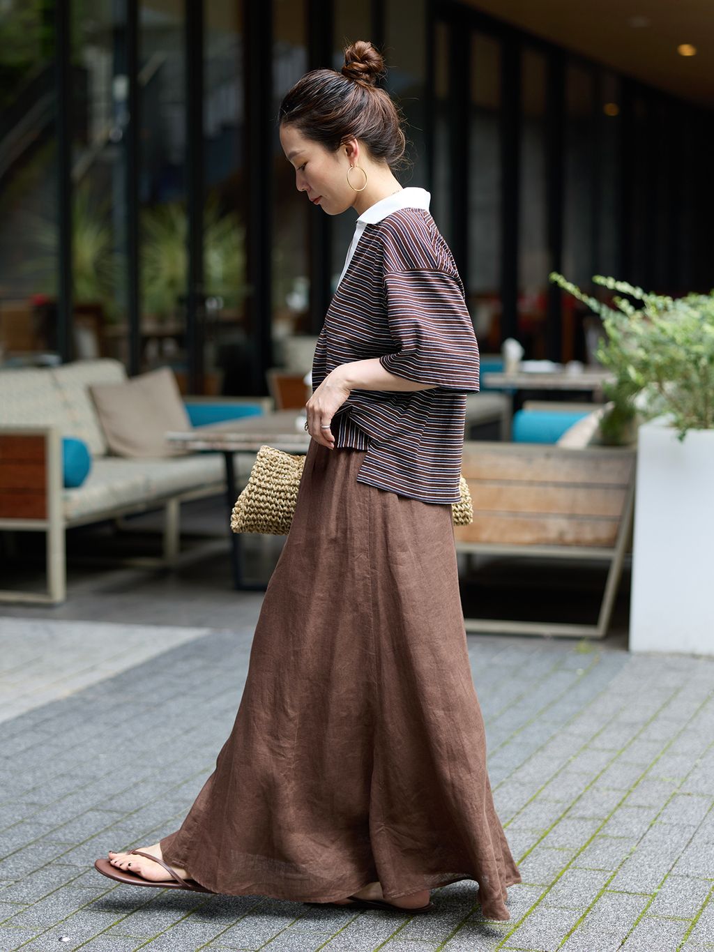 追加》《S/Mサイズ展開》手洗い可 / フレンチリネンギャザースカートの