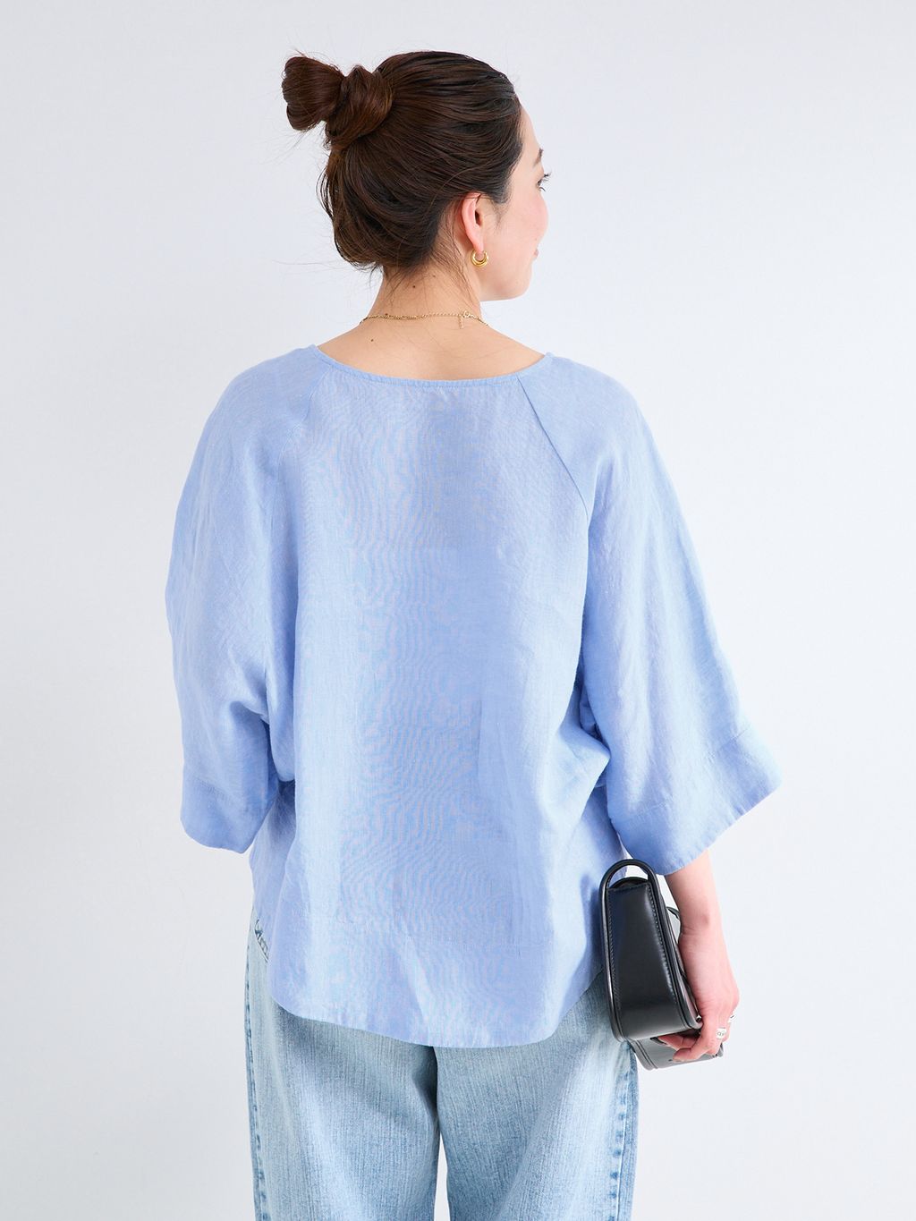 追加予約》手洗い可 / フレンチリネンワイドスキッパーブラウスの