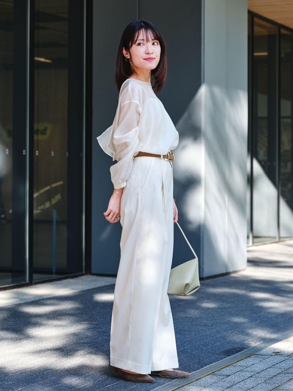 NOBLE シアーボリュームスリーブブラウス ホワイト A フリー NOBLE シアーボリュームスリーブブラウス ホワイト A フリー NOBLE