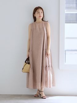 洗える】カットジャガードワンピースのコーディネートスナップ（mizuki