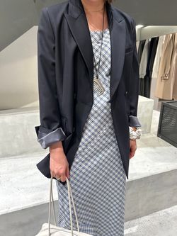 ツイルダブルブレストジャケットのコーディネートスナップ（Saki