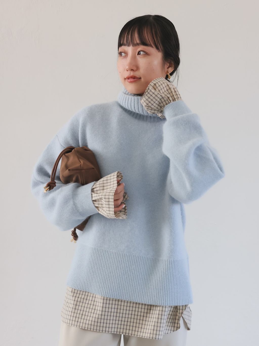 追加》ウォッシャブルファーリーダブルフェイスタートルニットの