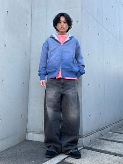ダブルフェイス ワッフル ジップパーカーのコーディネートスナップ