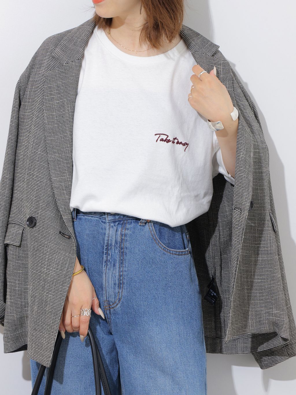 追加3》刺繍ロゴハーフスリーブTのコーディネートスナップ（makoto