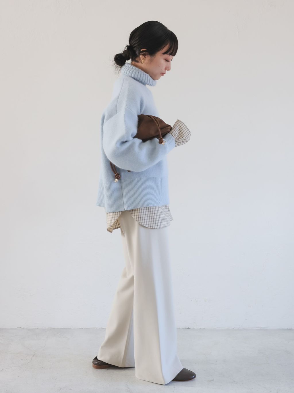 追加》ウォッシャブルファーリーダブルフェイスタートルニットの