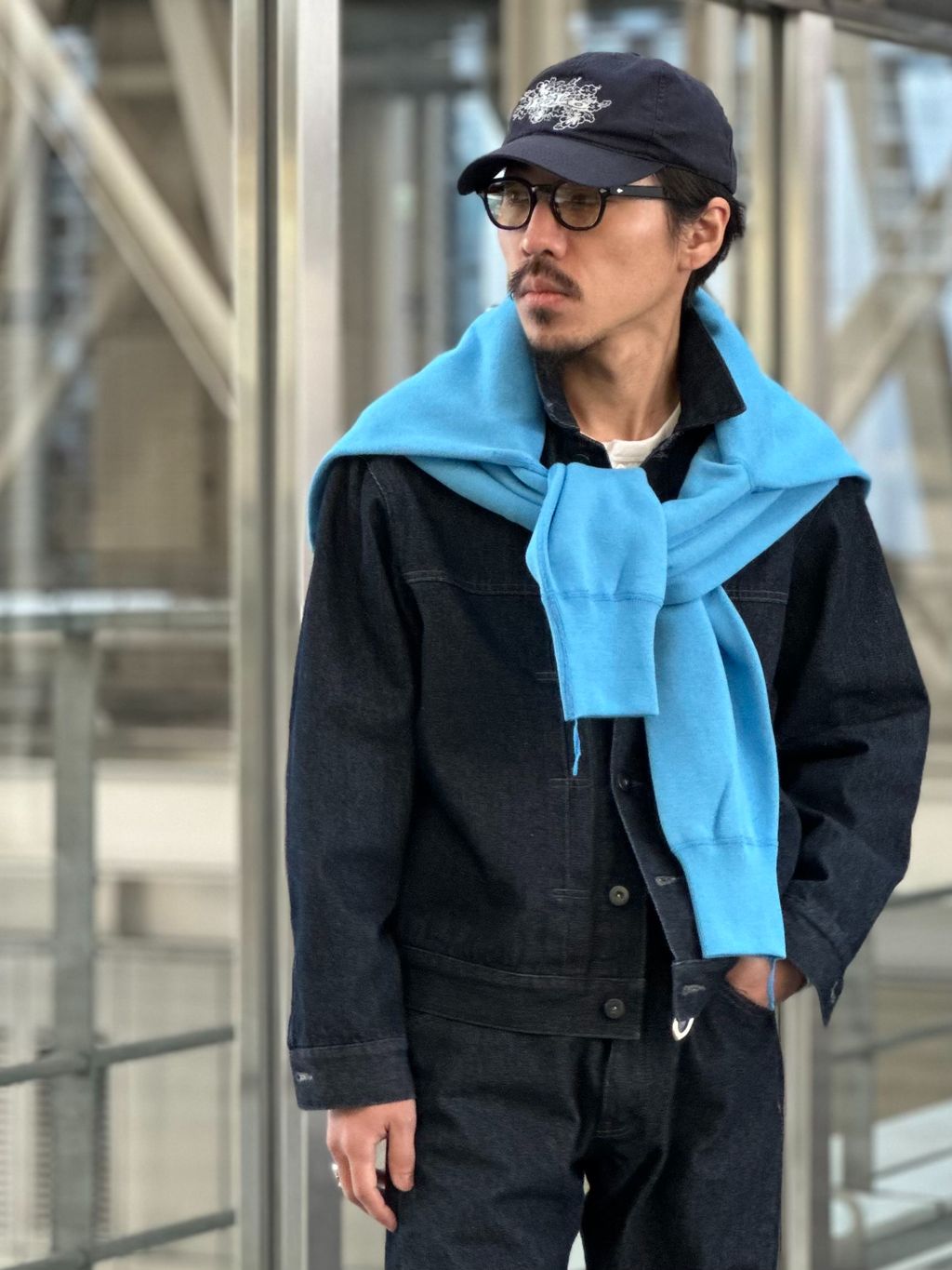 COLOR DENIM トラッカージャケットのコーディネートスナップ（まえす