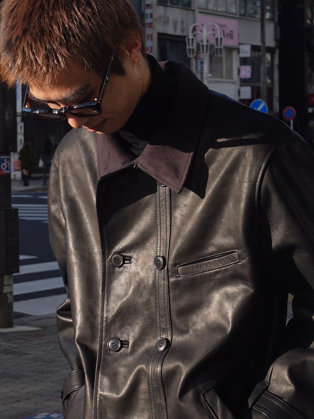 L`etiquette × EDIFICE】Le Corbusier レザー ジャケットの