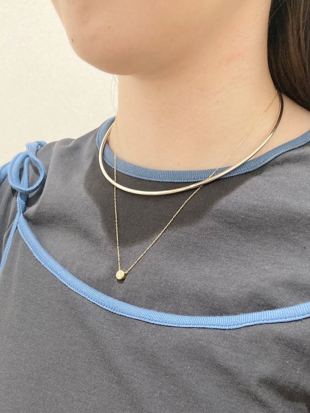 フクリン0.28ctダイヤネックレス K18のコーディネートスナップ（shiori