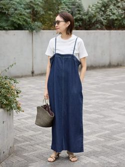 LEDENIM ナローフレアデニムジャンパースカートのコーディネート 