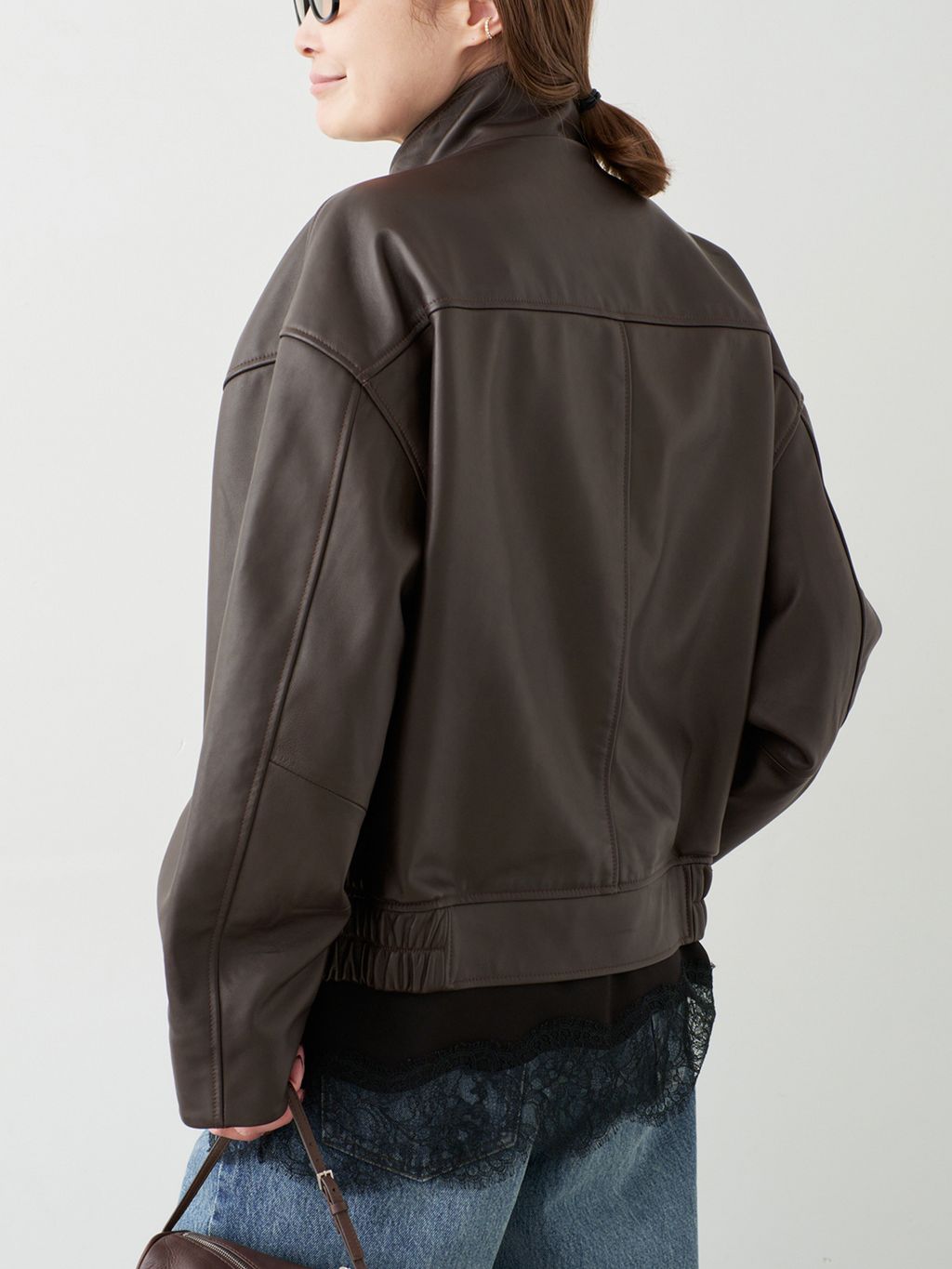 Stand Collar レザーブルゾンのコーディネートスナップ（MIZU