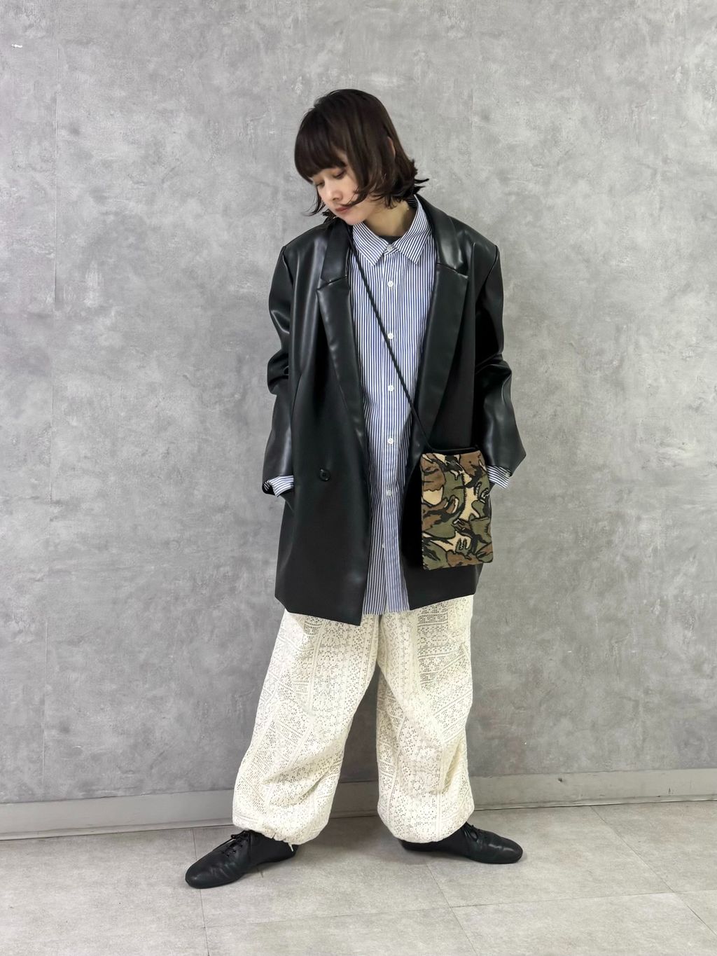SUNDAY FAUXレザージャケットのコーディネートスナップ（A.O