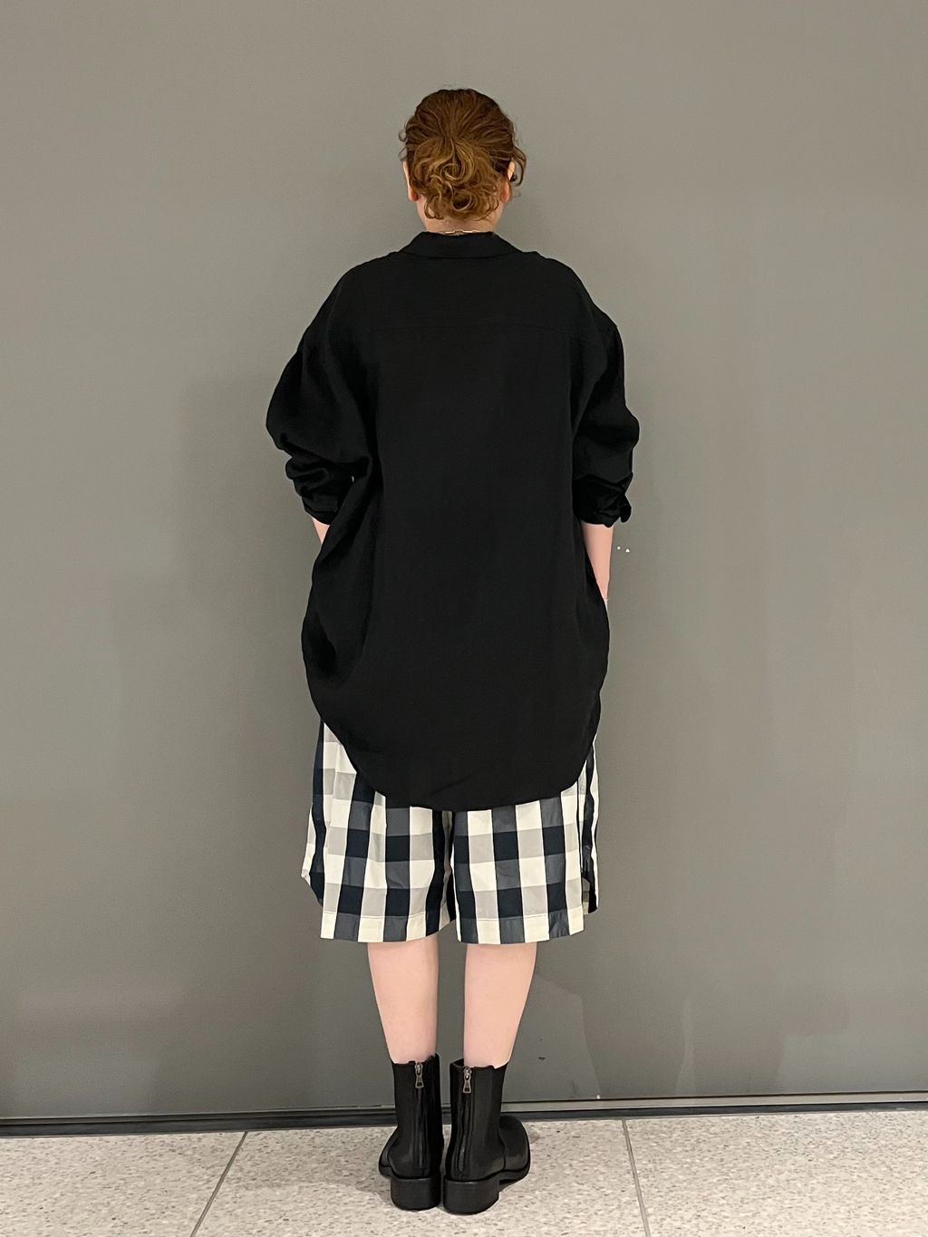 タフタチェックギャザーハーフパンツのコーディネートスナップ（YY
