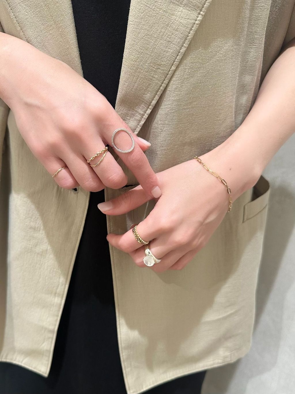 WEB限定》【SAMH by LILAS】ホワイトトパーズフープピアスK18GP（両耳