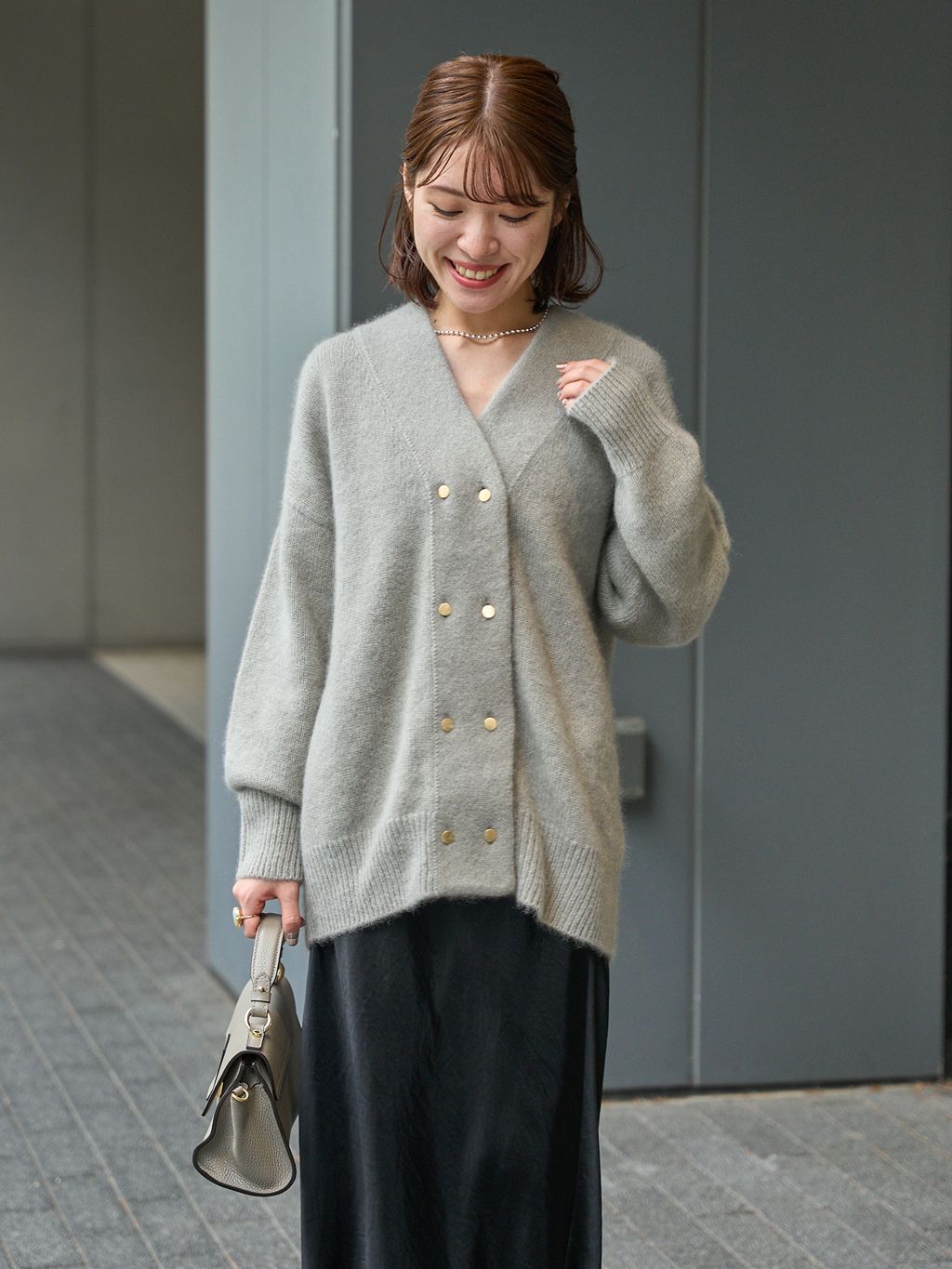 YAK/ヤク ダブルボタンニットカーディガンのコーディネートスナップ