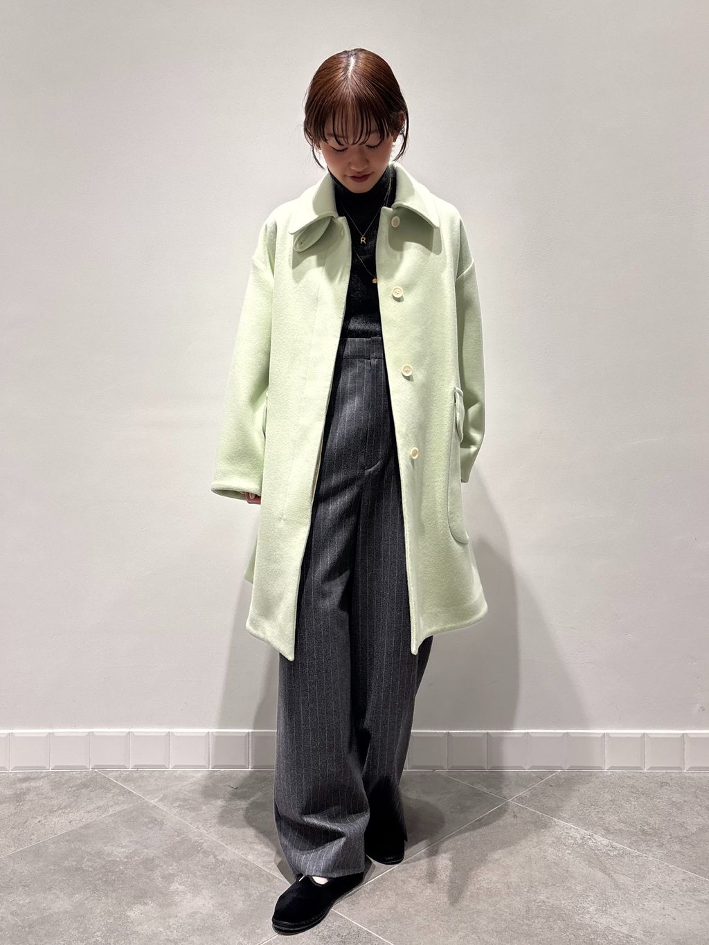 IENA LA BOUCLE ハードメルトンスタンドネックコートのコーディネート