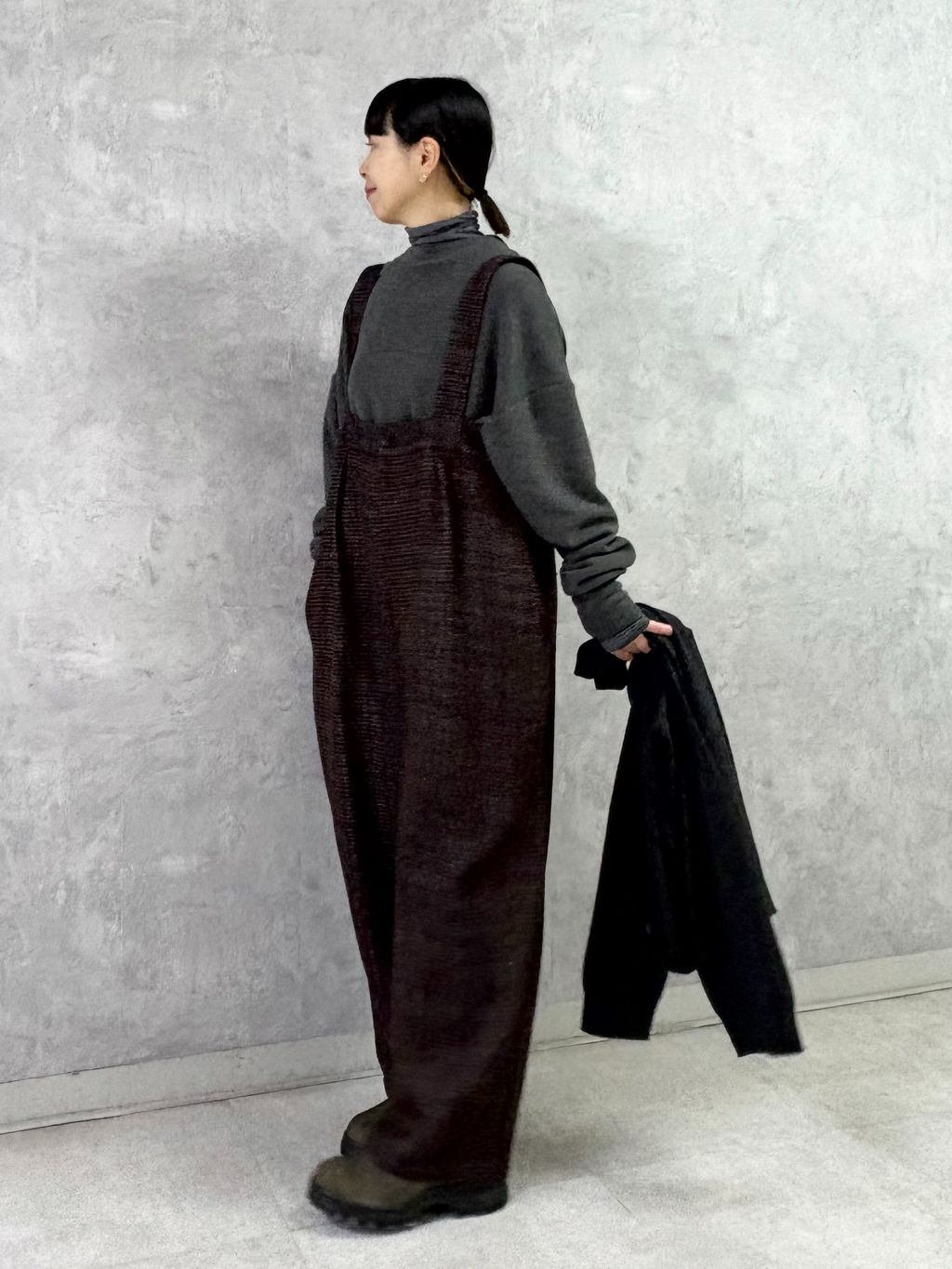 ジャーナルスタンダードラックスサスペンダーパンツ ツィード サスペンダーパンツのコーディネートスナップ（K.H