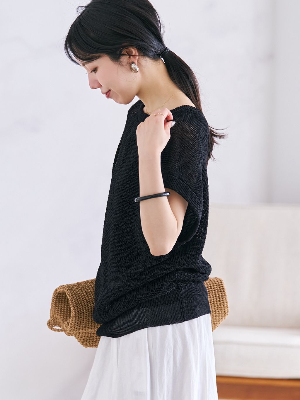 プラージュ　ベスト　ニット 2WAY カタアゼ KNIT ベストのコーディネートスナップ（Mayu）｜Plage