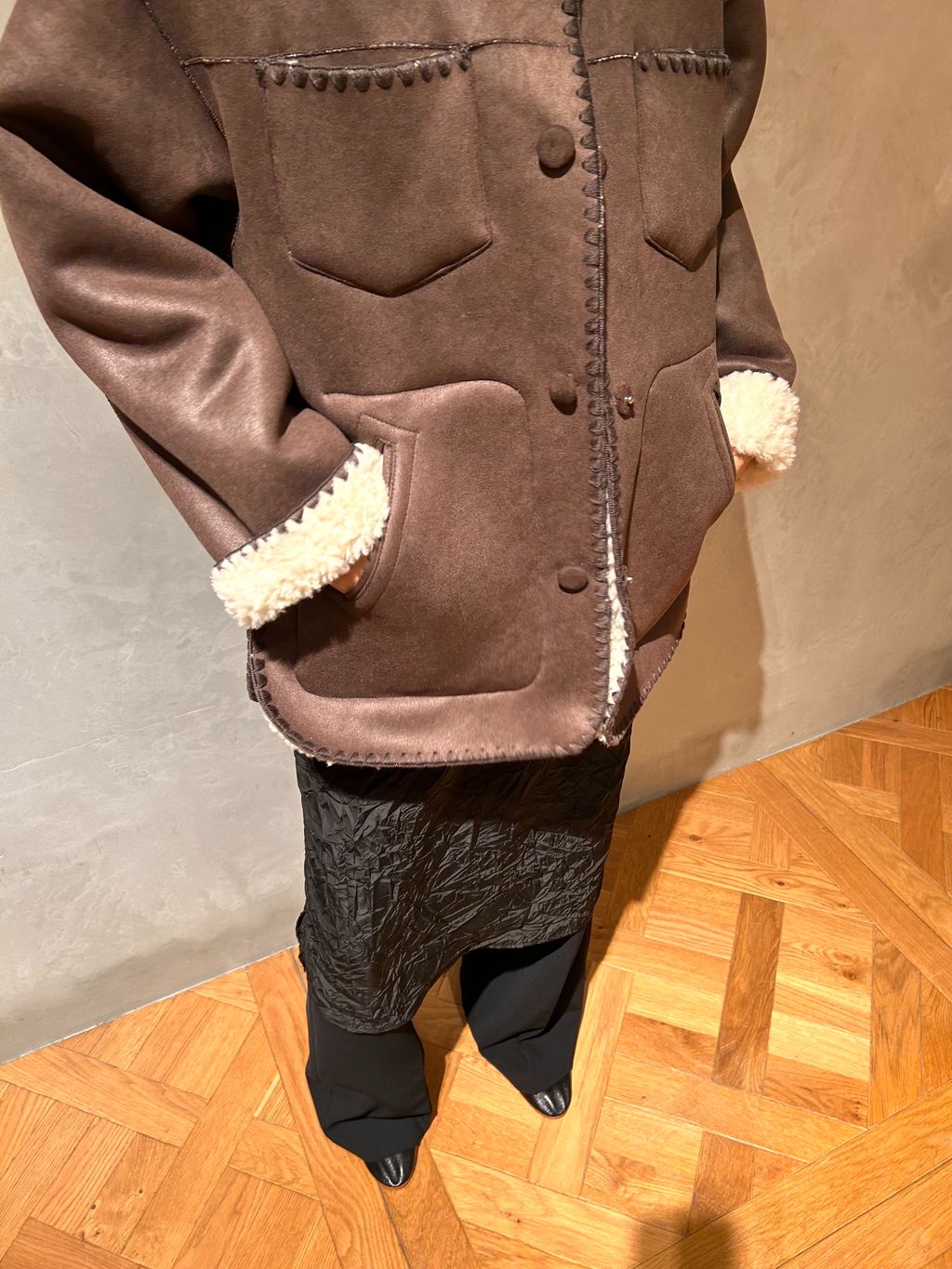 IENA LA BOUCLE リバーシブルファーリーボンディングブルゾンの 