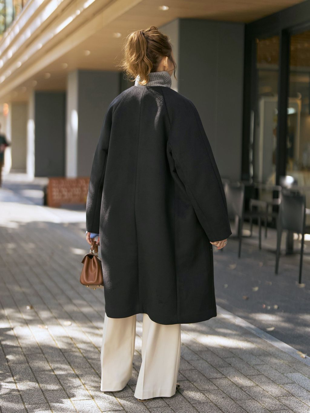 S160ビーバーノーカラーコート グレー