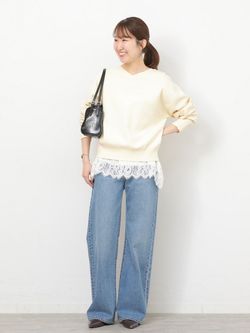 ウォッシャブルニットジャージー2WAYプルオーバーのコーディネート