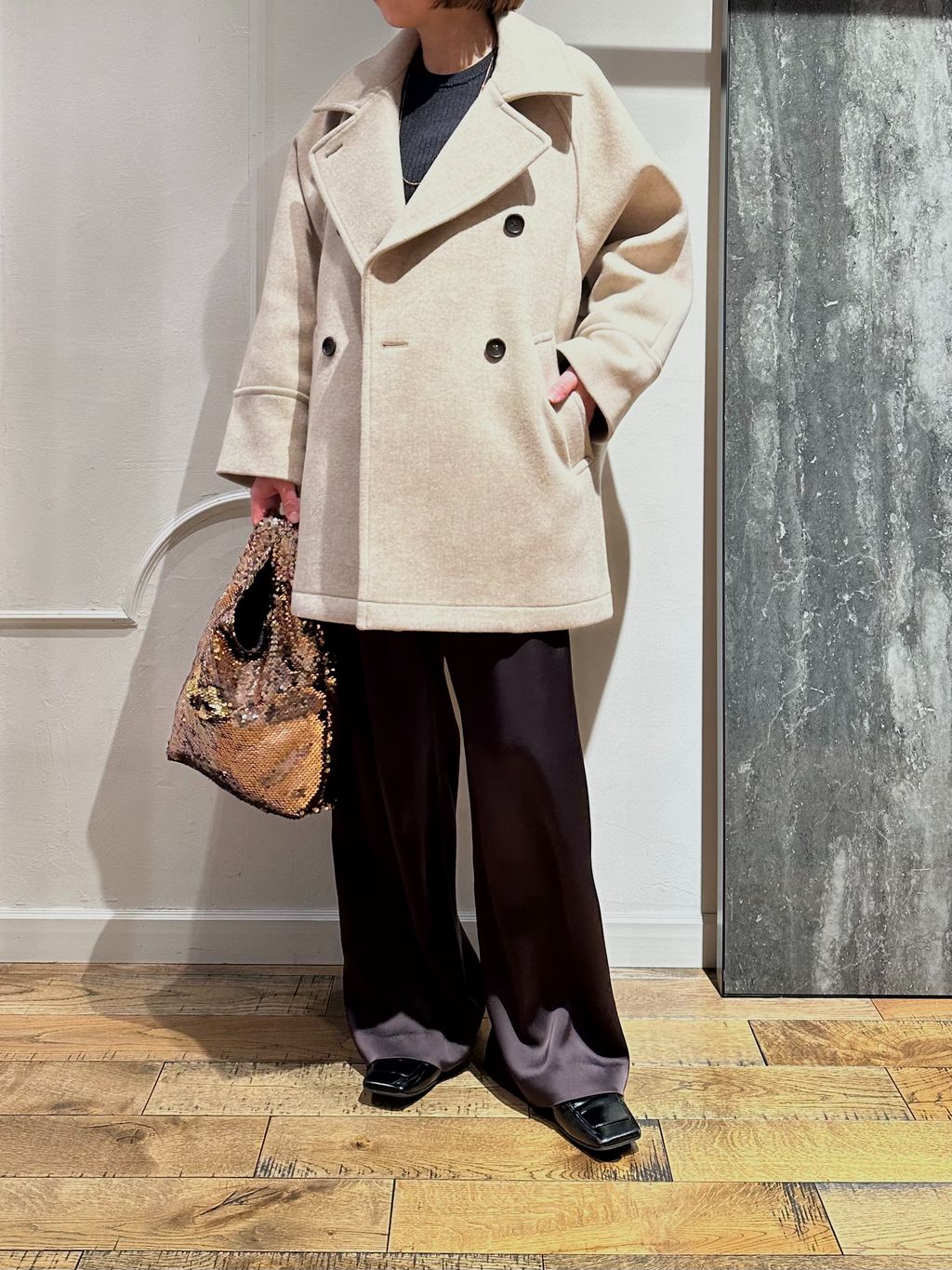 ダブルブレストハーフコートのコーディネートスナップ（Haru）｜IENA