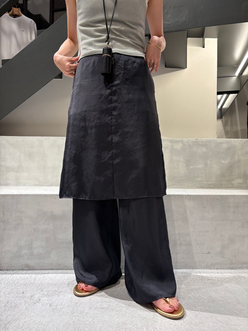 IENA LA BOUCLE ベロアボーダータンクトップのコーディネートスナップ