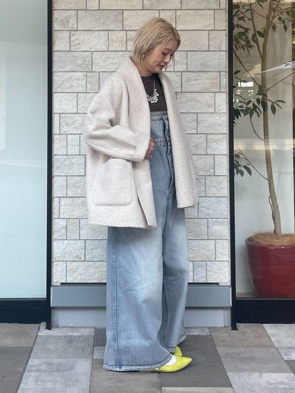 追加2》ブークレージャージ着流しコートのコーディネートスナップ