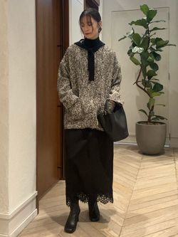 ループヤーンノーカラージャケットコートのコーディネートスナップ