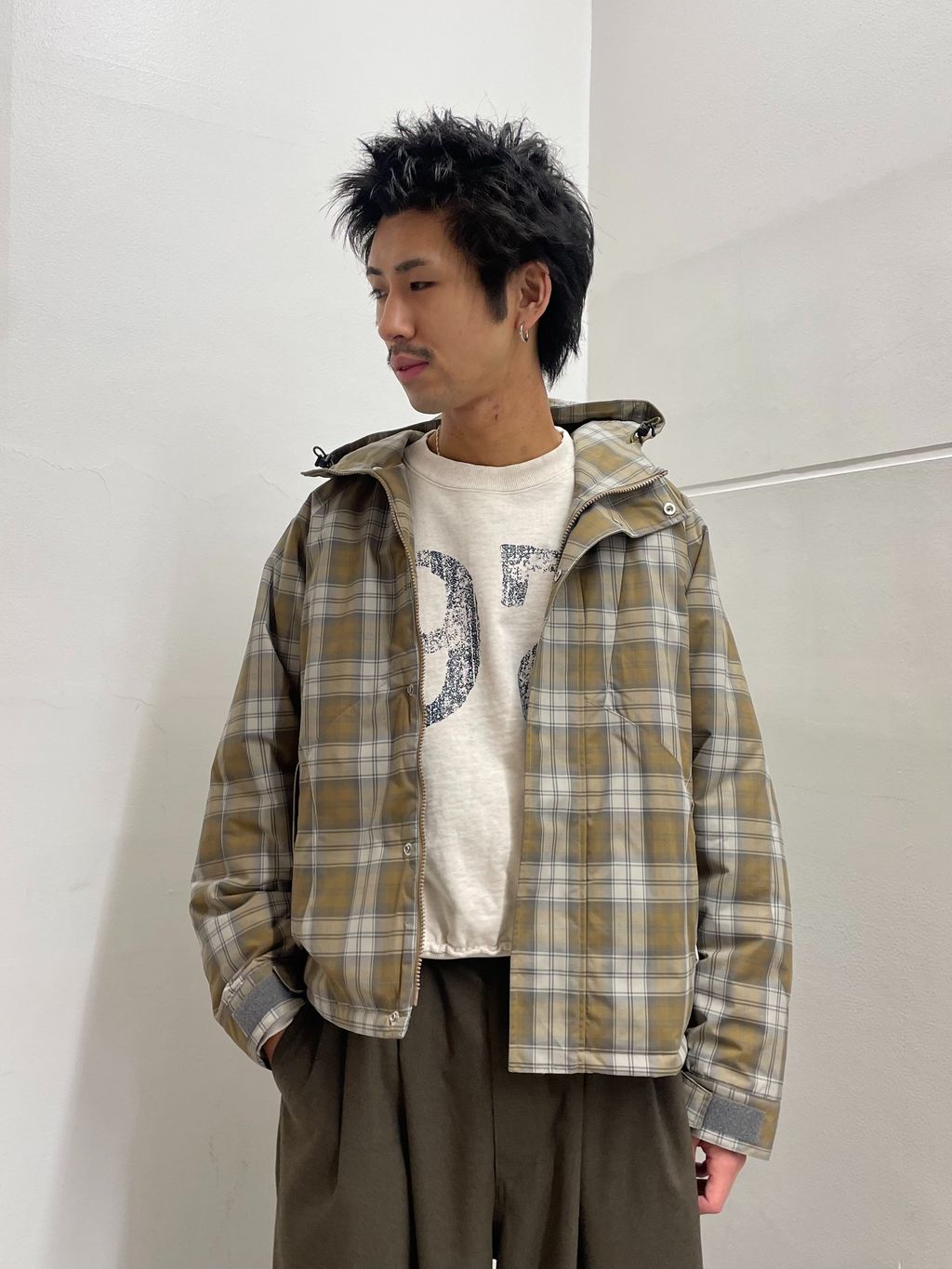 チェック パネル パデッド ジャケットのコーディネートスナップ