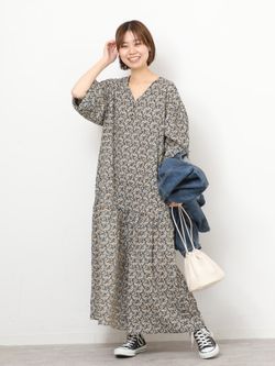 WEB限定》フラワークレープギャザーワンピース（ワンピース）｜JOURNAL