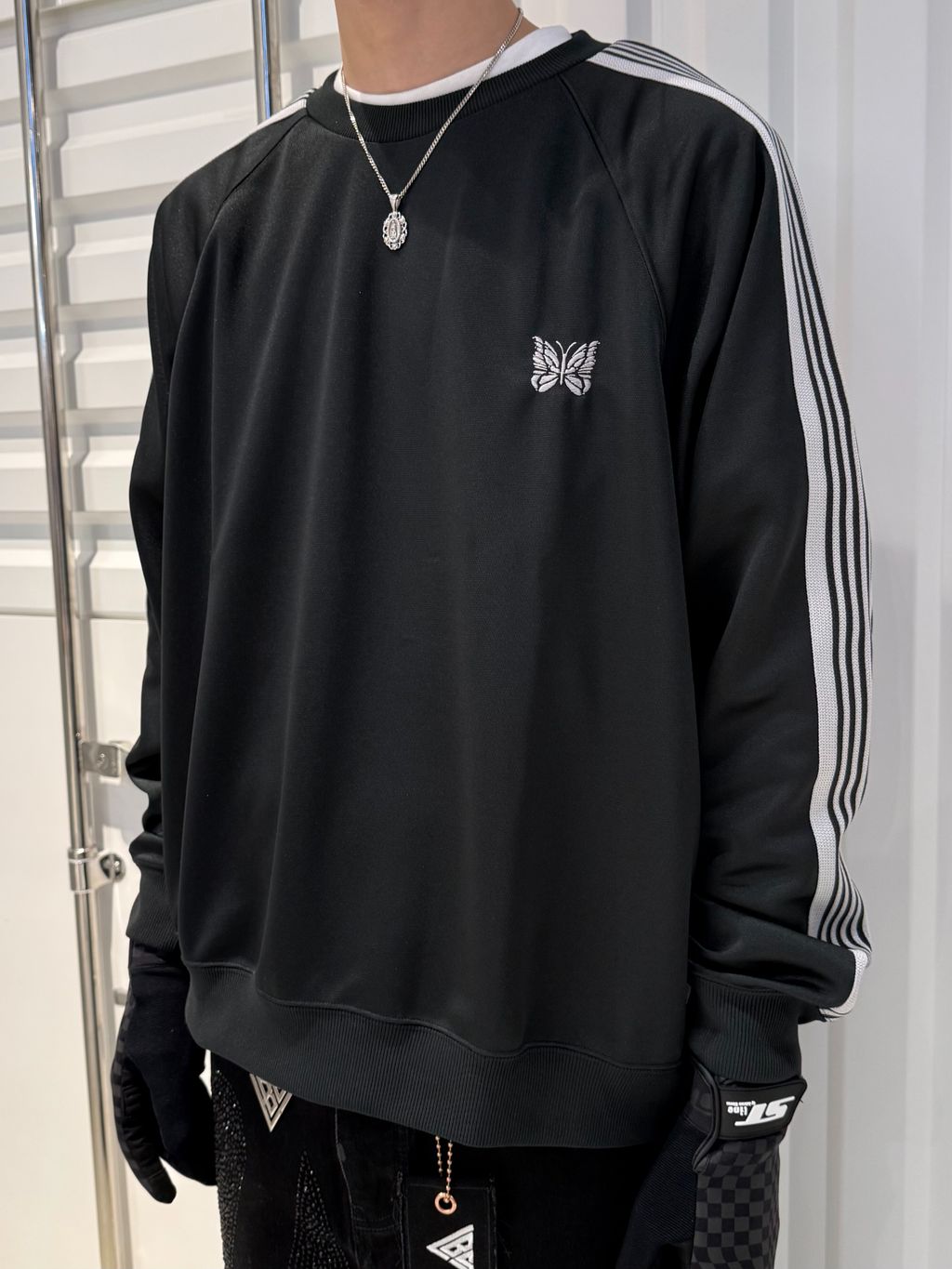 NEEDLES/ニードルズ Track Crew Neck Shirt - Poly Smoothの