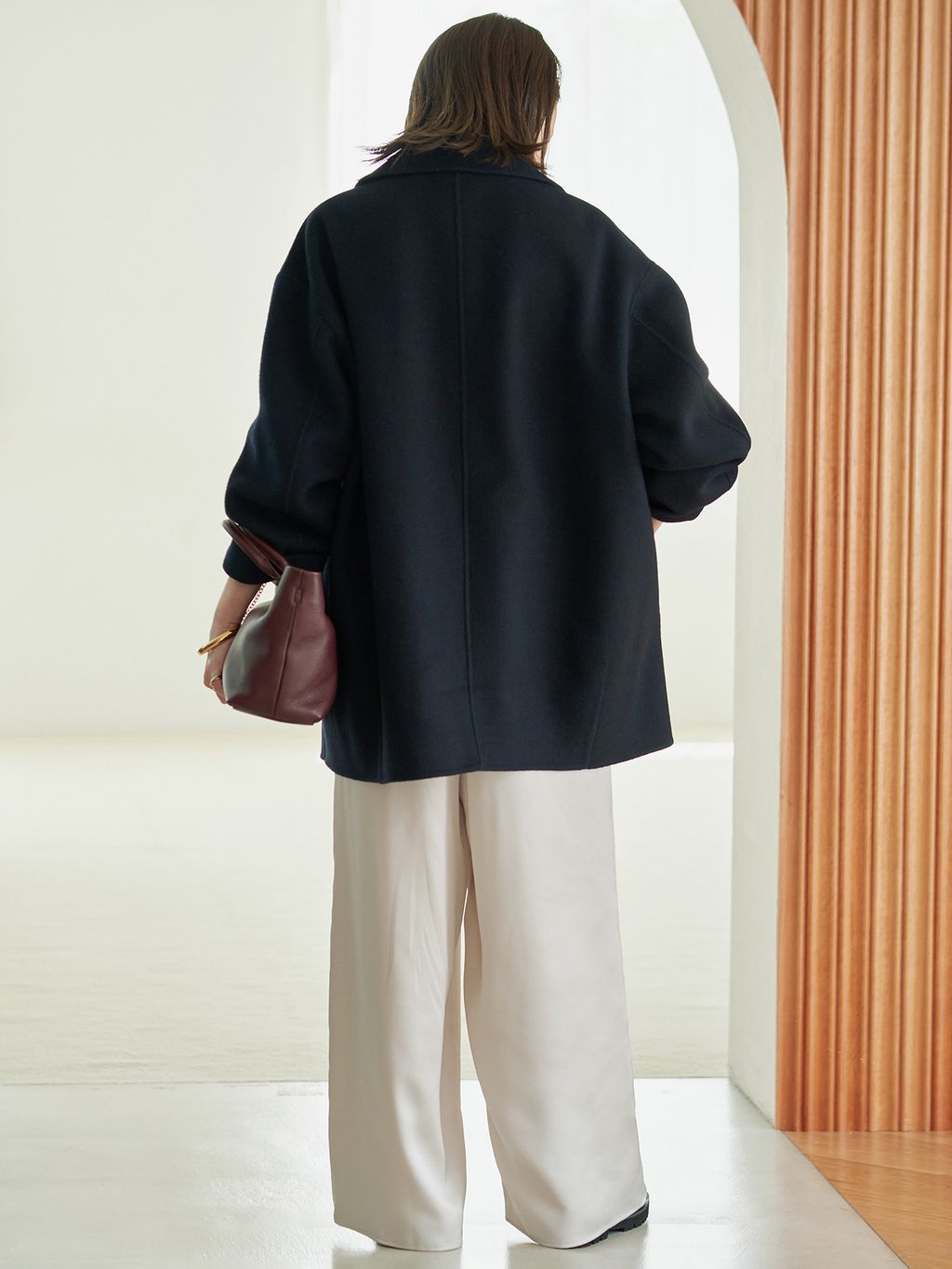 シリーズあり/追加予約》souple wool ダブルフェイスミドルコートの