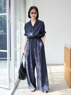 WEB限定》ハーフスリーブオールインワンのコーディネートスナップ