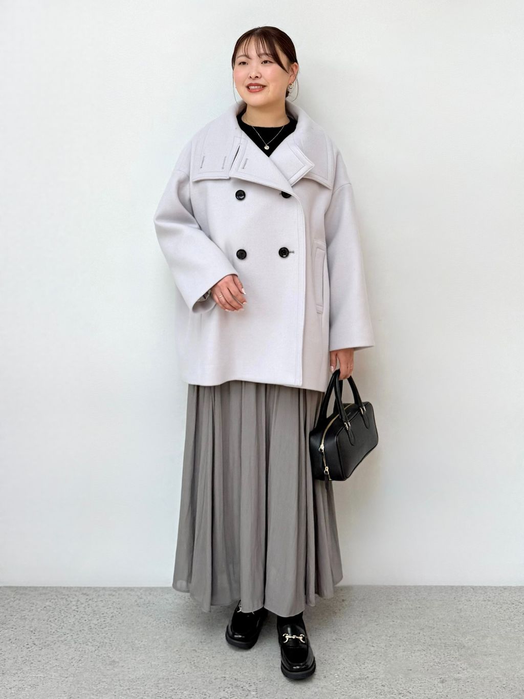 追加・WEB限定カラー》スタンドカラーオーバーコートのコーディネート