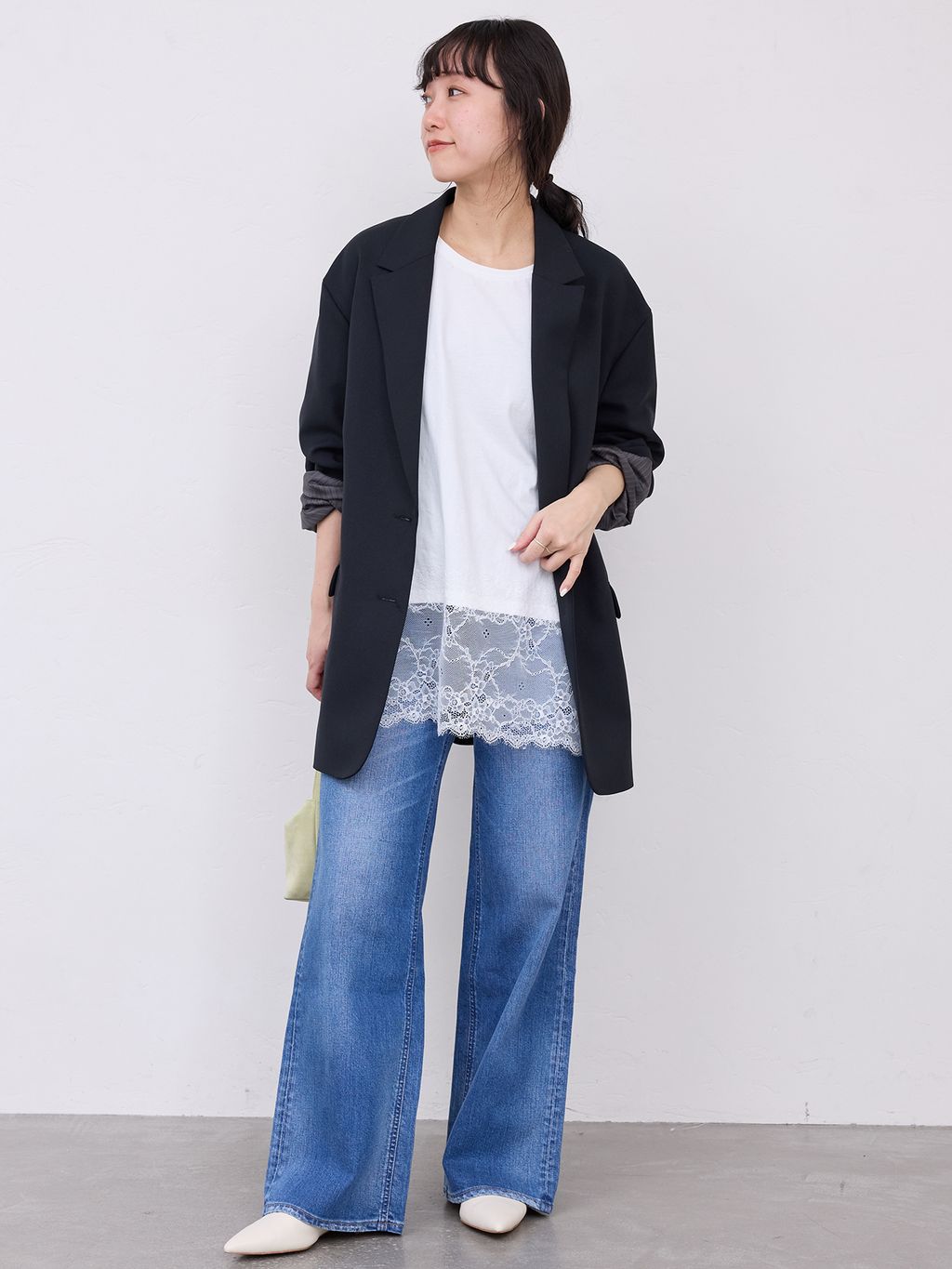 seiko SLOBE IENA レースコンビカットソー ブラック スローブ イエナ