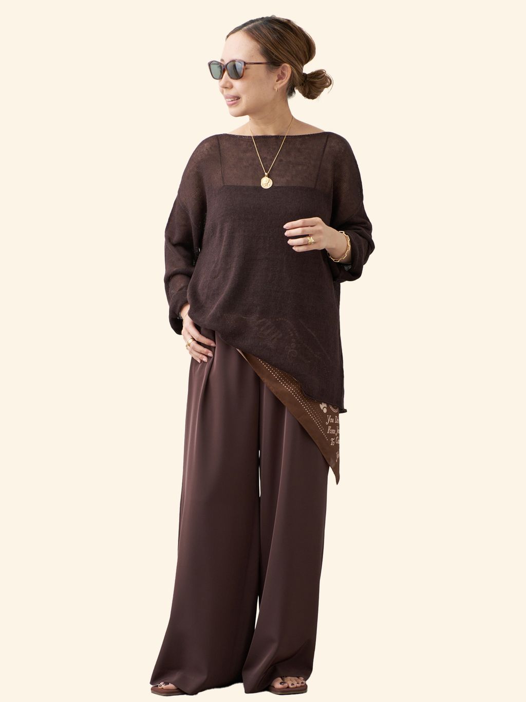 Deuxieme Classe/LINO Sheer プルオーバー ブラウン LINO Sheer プルオーバーのコーディネートスナップ（MIO）｜Deuxieme