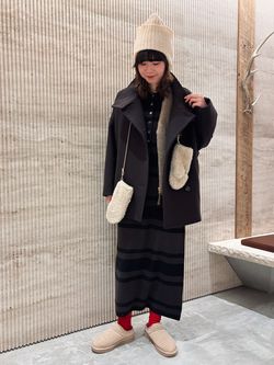 メルトンコクーンコートのコーディネートスナップ（Minami