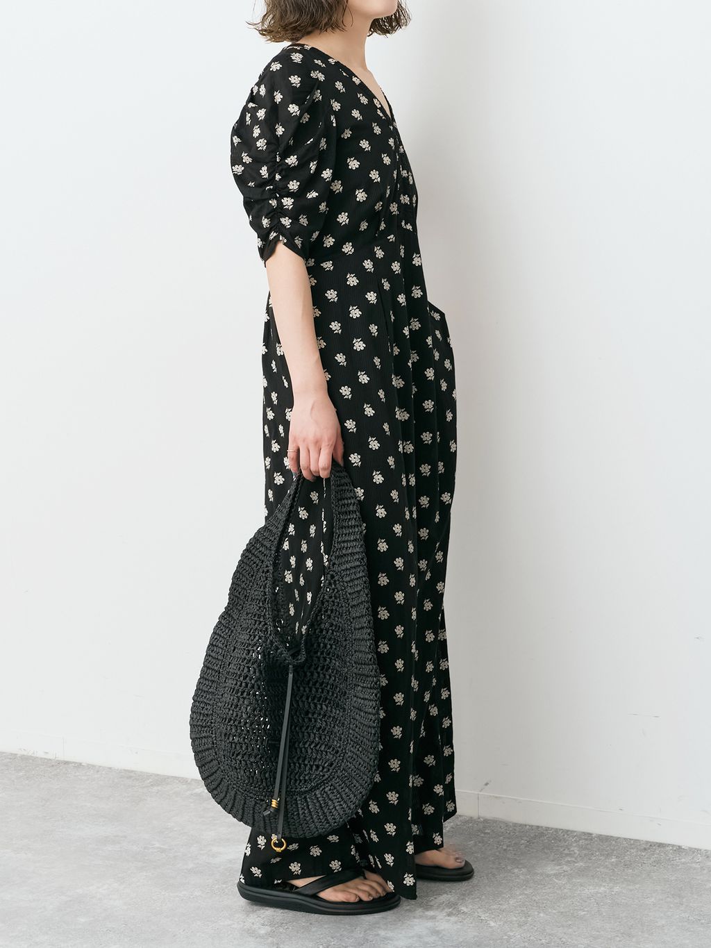 別注》ne Quittez pas / ヌキテパ Cotton Dobby Stripe Flower Print