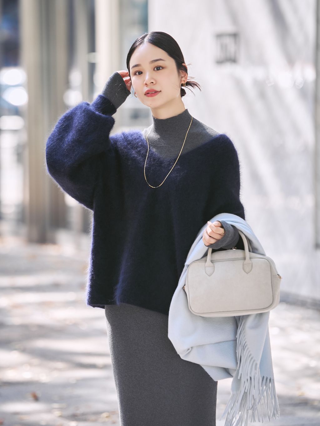 Noble ファーニット2WAYパフスリーブニット 追加》ファーニット2WAY