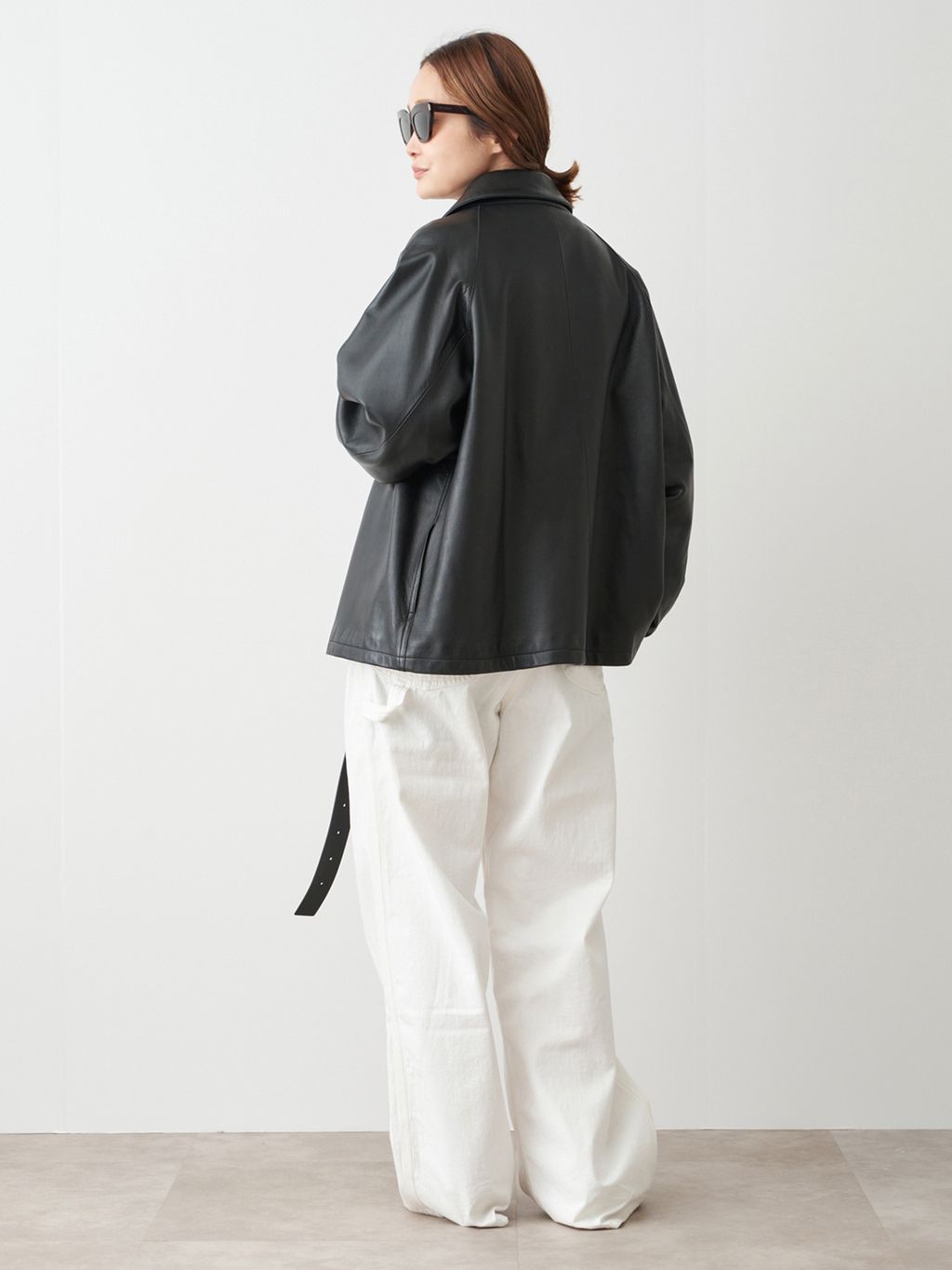 追加 CINQUANTA レザーブルゾンのコーディネートスナップ（MIZU