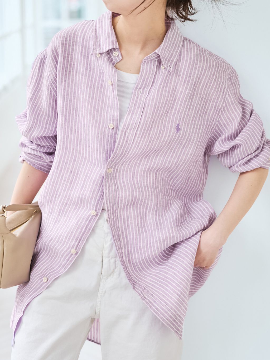 POLO RALPH LAUREN/ポロ ラルフ ローレン LINEN STRIPE SPORT SHIRTSの