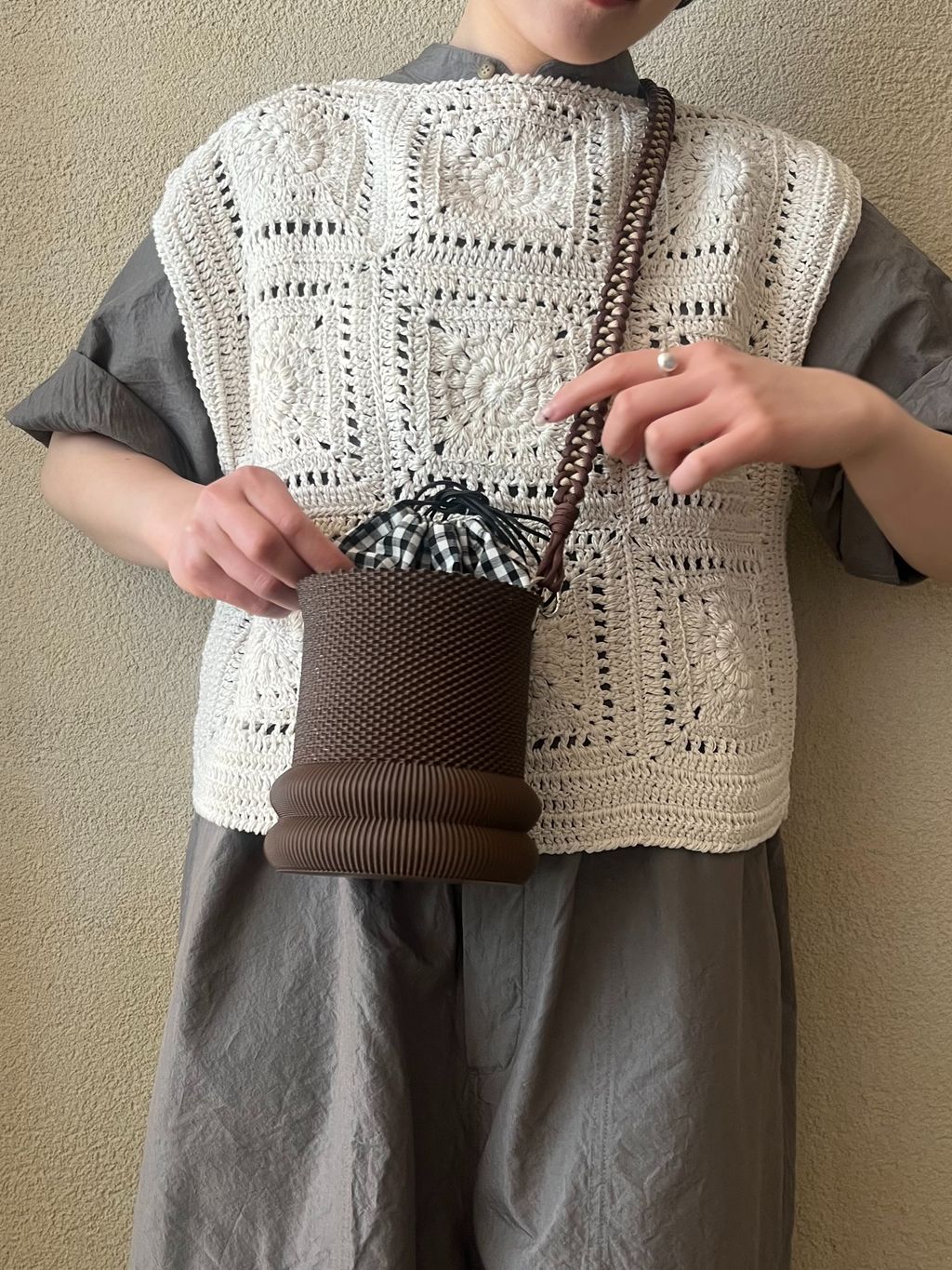 C/Cuタイプスタンドカラーハーフオールインワンのコーディネート