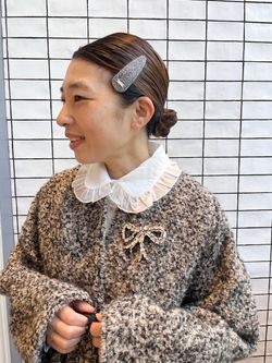 ループヤーンノーカラージャケットコートのコーディネートスナップ