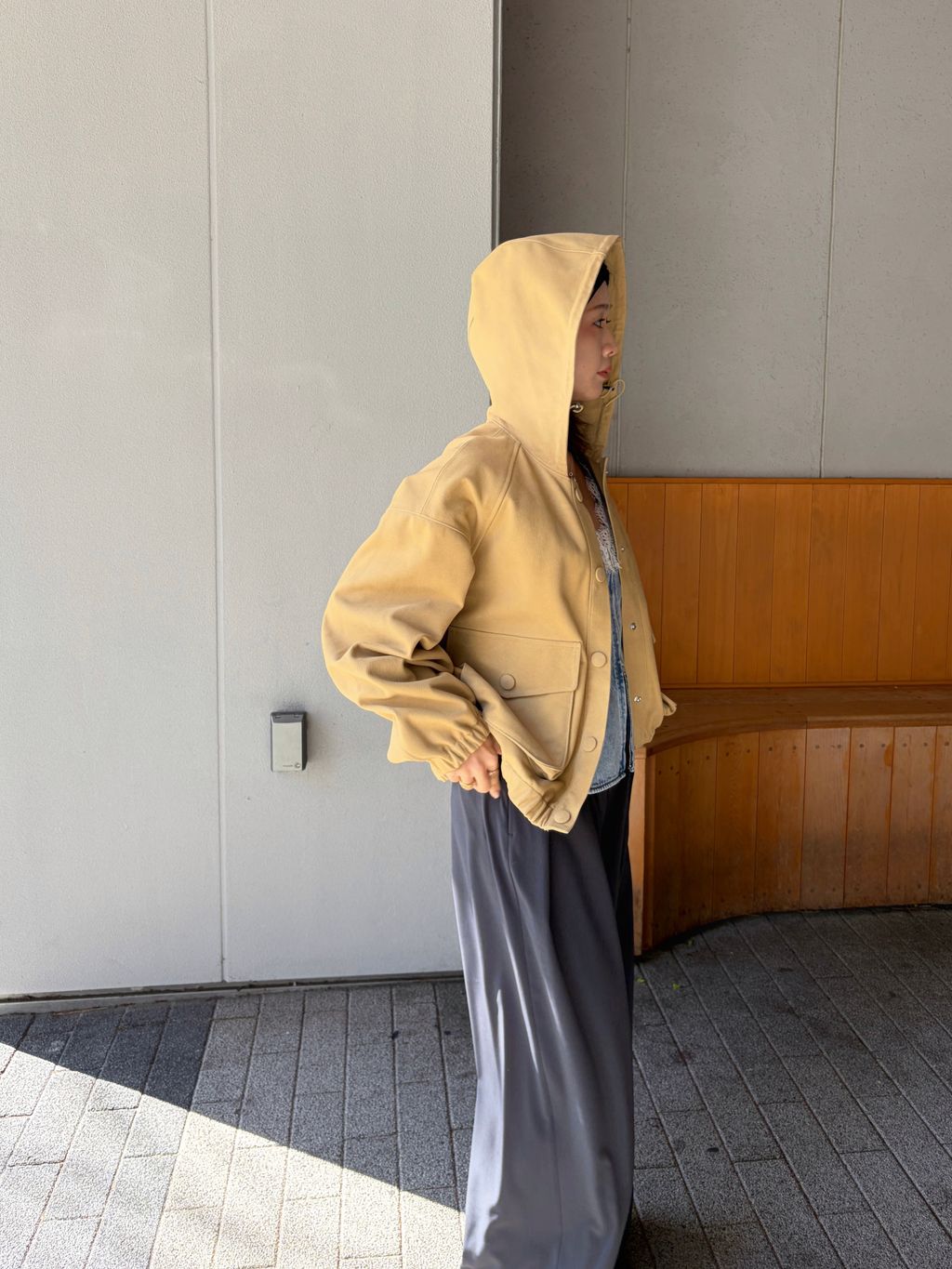 IENA LA BOUCLE GOATLEATHER HOODIEブルゾンのコーディネートスナップ